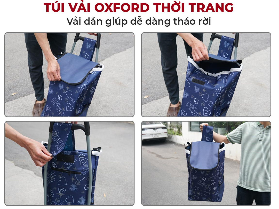 Xe kéo đi chợ leo cầu thang kèm túi FujiHome ST-30D6