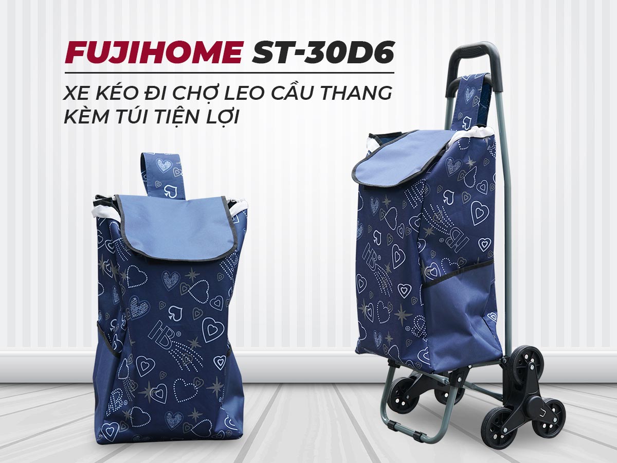 Xe kéo đi chợ leo cầu thang kèm túi FujiHome ST-30D6