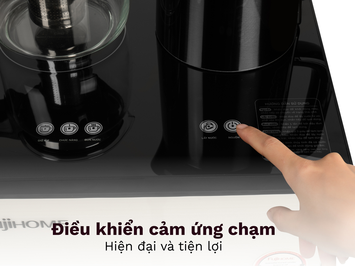 Cây nước nóng lạnh bình âm kết hợp bàn pha trà, cafe Fujihome TBD22 được trang bị bảng điều khiển điện tử cảm ứng