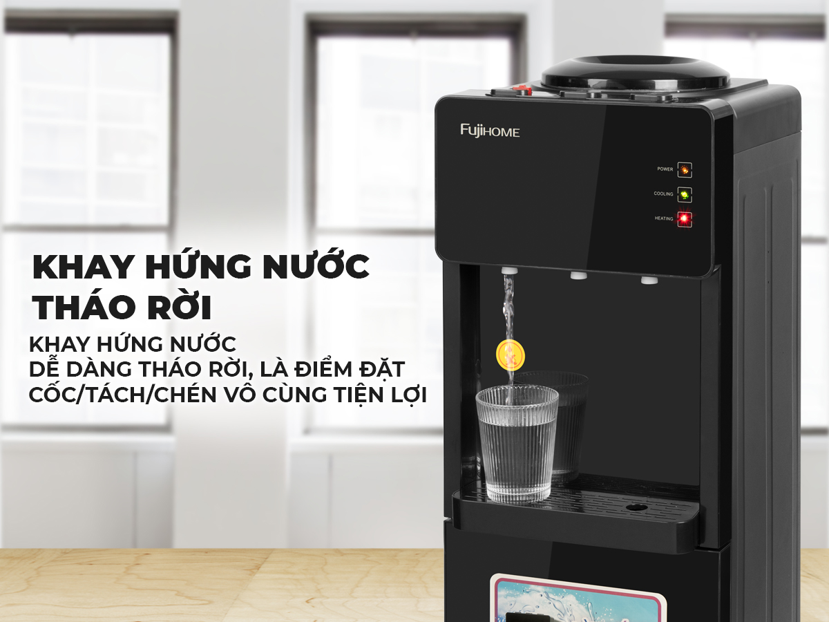 Cây nước nóng lạnh FujiHome WD61E có khay nước tháo rời tiện dụng