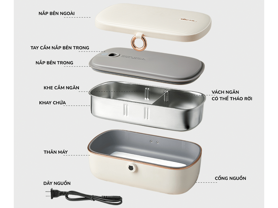 Hộp cơm điện Bear SB-HC09L - 0.9 lít