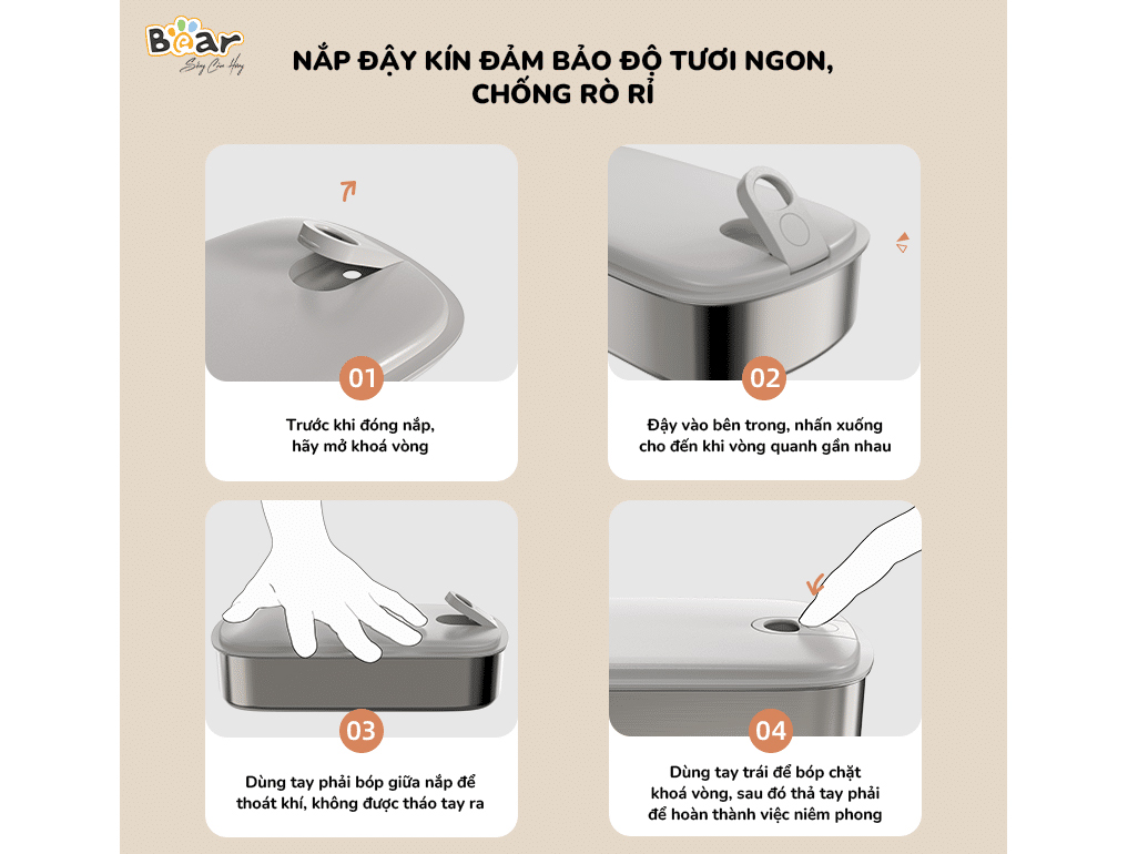 Hộp cơm điện Bear SB-HC09L - 0.9 lít