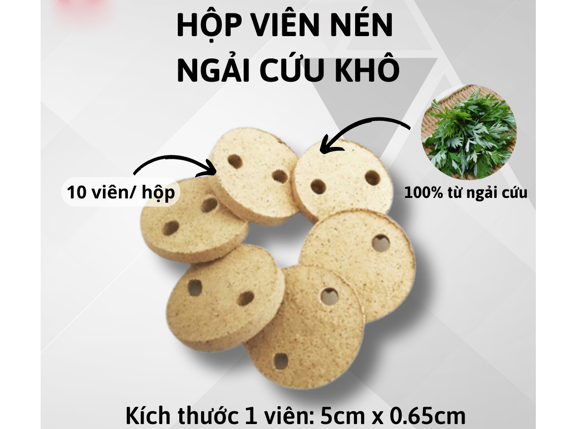 Hộp viên nén ngải cứu khô Darlev (10 viên/hộp - 5.5cm x 0.65cm)