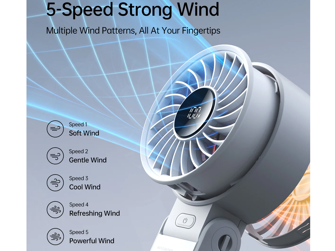 Quạt mini cầm tay Jisulife Life 7 có 5 tốc độ gió
