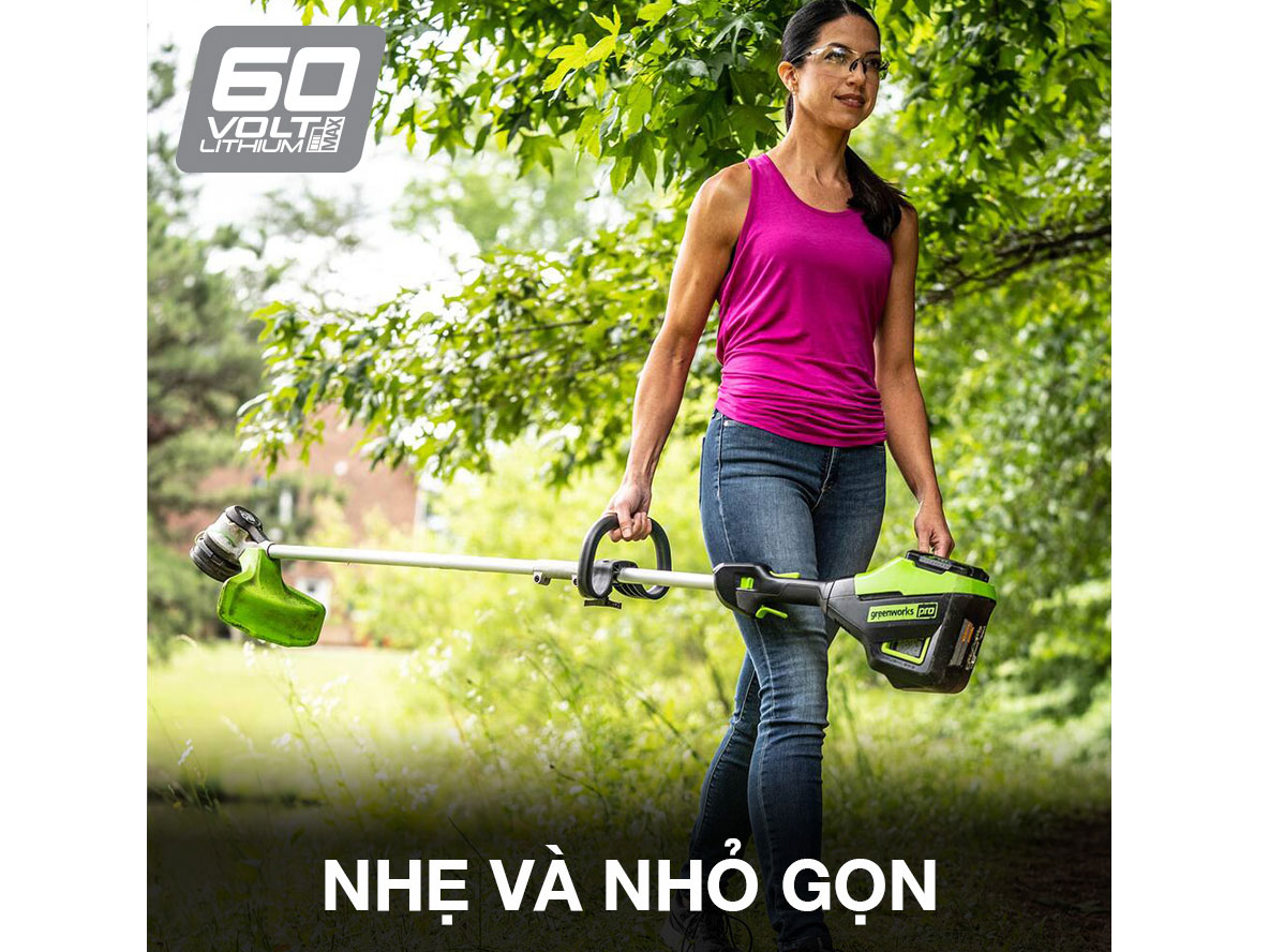 Máy cắt cỏ cán dài dùng pin Greenworks Pro 60V ST60L03 (chưa pin, sạc)