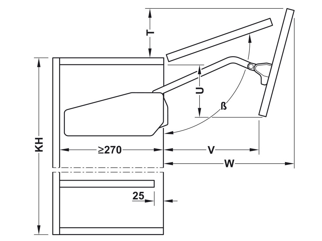 Tay nâng Free Fold Short I5fs nắp trắng Hafele 493.05.900