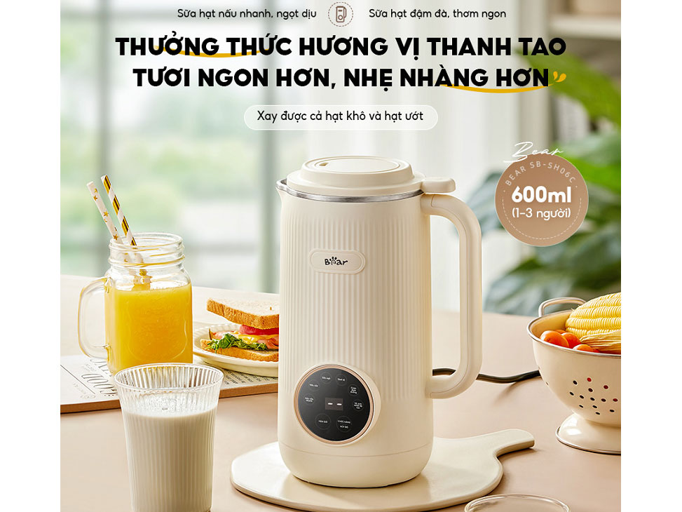 Máy làm sữa hạt Bear SB-SH06C - 600ml