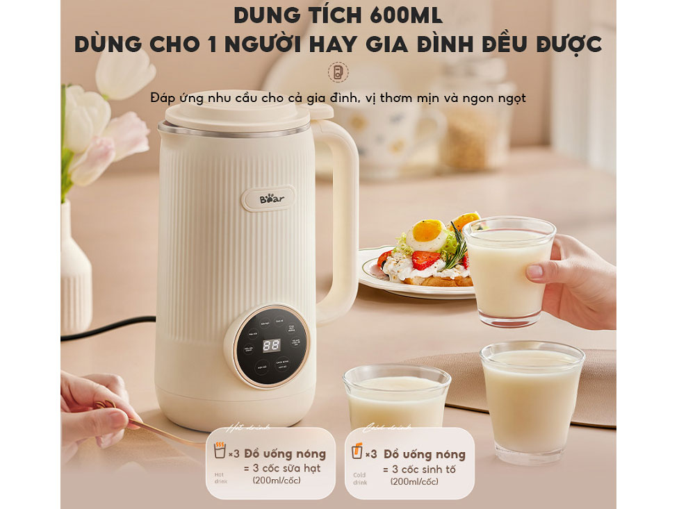 Máy làm sữa hạt Bear SB-SH06C - 600ml