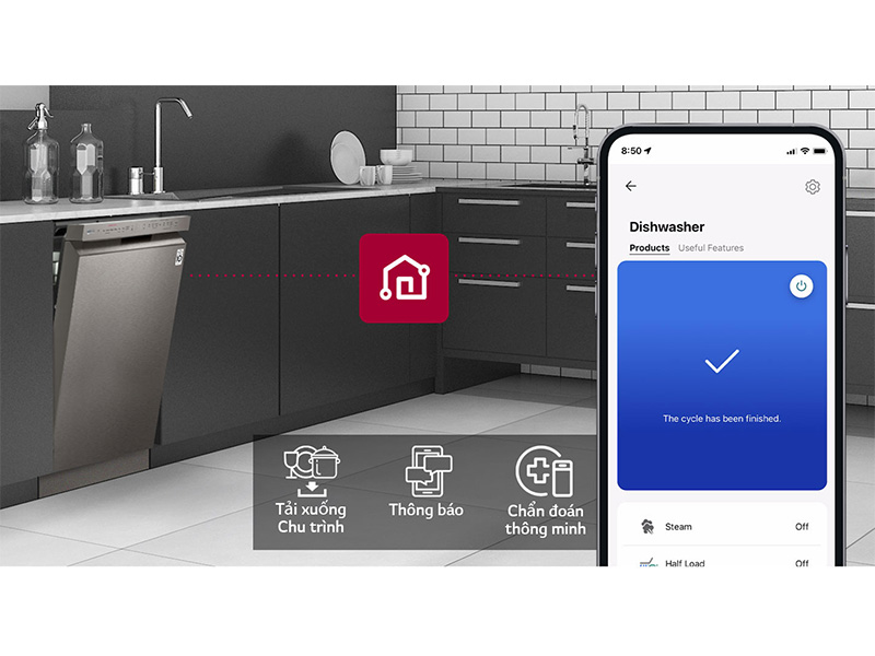 Máy rửa bát LG 14 bộ TrueSteam LDT14BLA4 màu đen