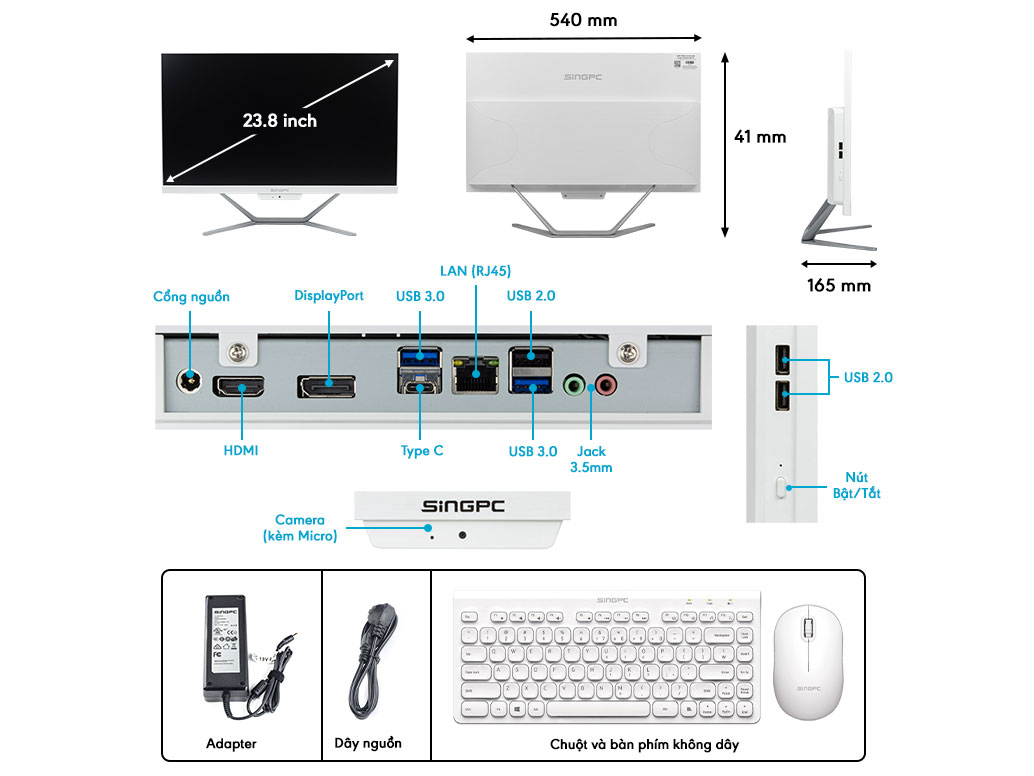 Máy tính All In One SingPC M24Ki382-W