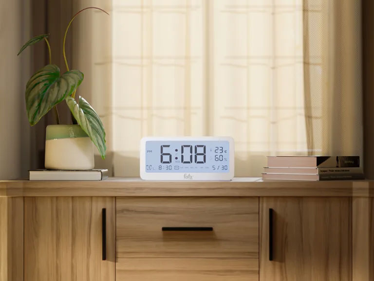 Nhiệt ẩm kế điện tử đa năng kiêm đồng hồ báo thức cho bé Senmax 1 FB8826WS