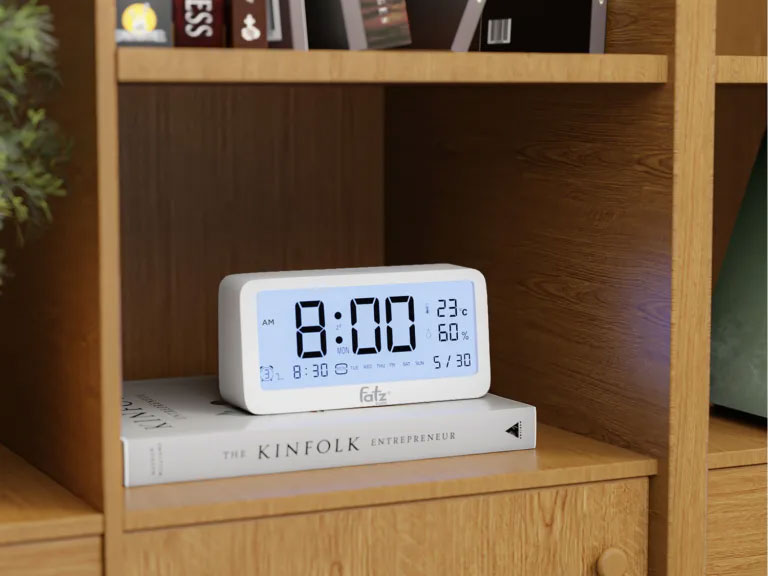 Nhiệt ẩm kế điện tử đa năng kiêm đồng hồ báo thức cho bé Senmax 1 FB8826WS