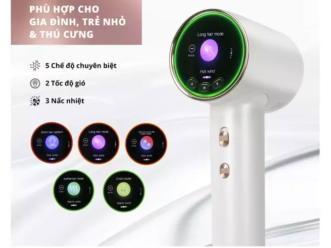 Máy sấy tóc ion âm Halio Hypersonic Hair Dryer Pearl White