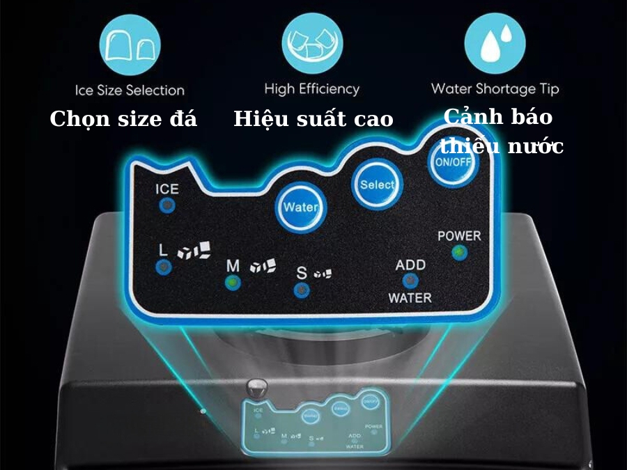 Máy làm đá viên Gourmetmaxx GMI-25KG (25 kg/ngày, kiêm cây nước lạnh)