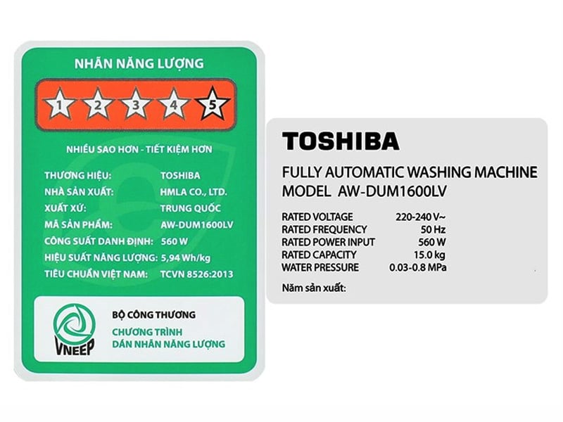 Máy giặt Toshiba AW-DUM1600LV(SG) 15kg