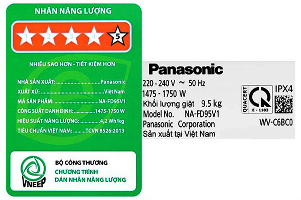 Máy giặt Panasonic Inverter 9,5kg NA-FD95V1BRV