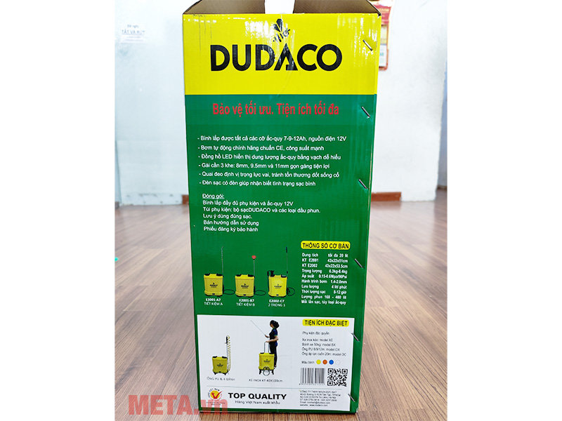 Bình đeo vai động cơ điện thông minh Dudaco E2001 (20 lít)