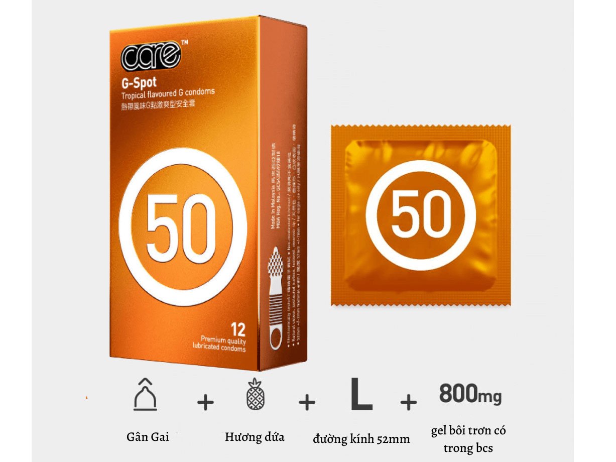 Bao cao su Care 50 gân gai hương rừng nhiệt đới