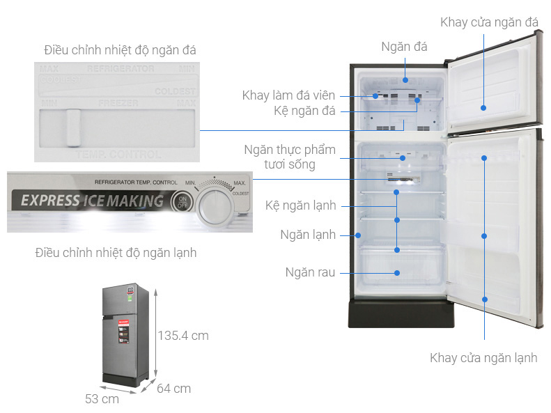 Tủ lạnh Sharp Inverter 181 lít SJ-X198V-SL