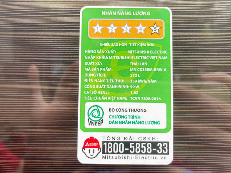 Tủ lạnh Mitsubishi MR-CX35EM-BRW-V inverter 272 lít