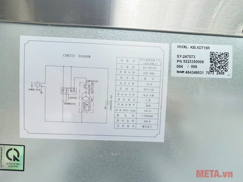 Tủ bàn mát 1500mm KIS-XDT15R - 382 lít