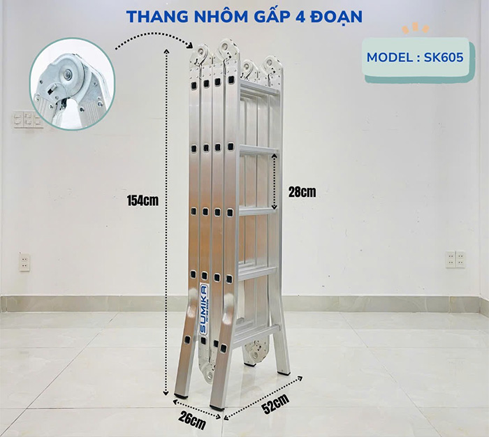 Thang nhôm gấp 4 đoạn Sumika SK 605