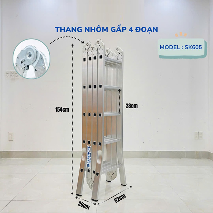 Thang nhôm gấp 4 đoạn Sumika SK 605