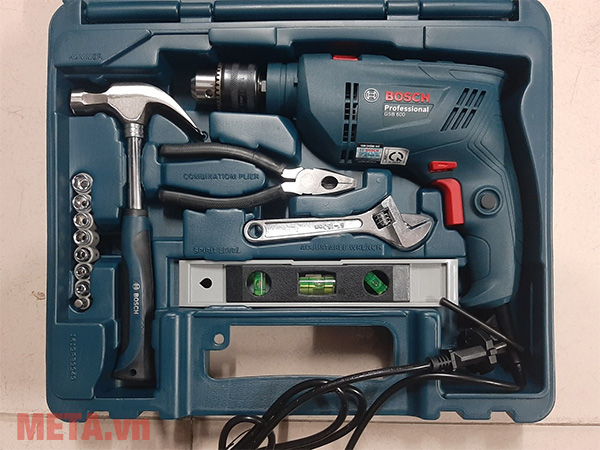 Máy khoan động lực 600W Bosch GSB 600 Set 100 món - 06011A03K1