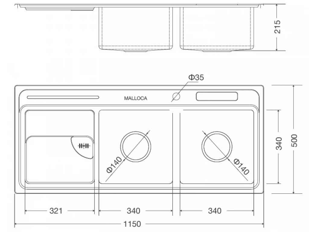 Chậu rửa chén Malloca MS 8816