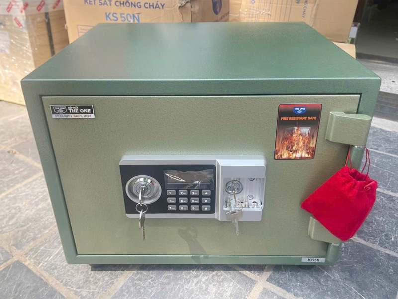 Két sắt chống cháy Hòa Phát KS50NDT (khóa chìa và khóa điện tử)