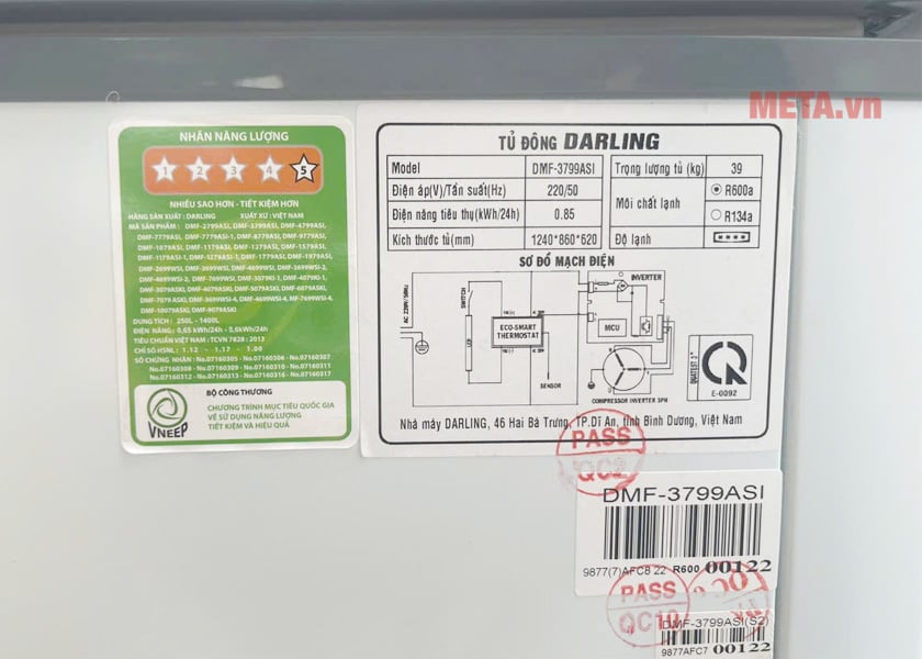 Tủ đông Smart Inverter Darling DMF-3799 ASI