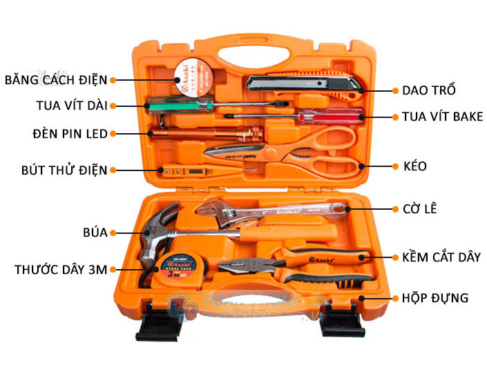Bộ dụng cụ gia đình Asaki AK-9782 12 chi tiết