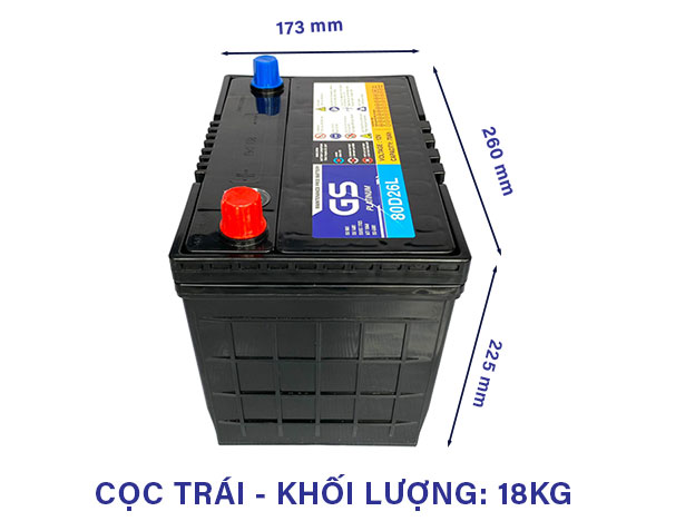 Ắc quy ô tô GS 80D26L (12V - 70AH, cọc trái)