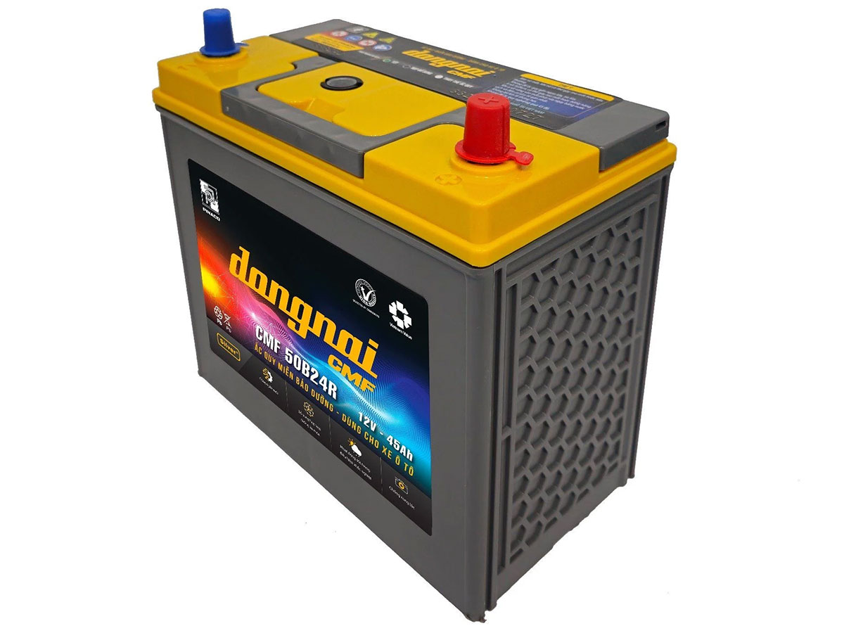 Ắc quy khô ô tô Đồng Nai CMF 50B24R(S) (12V - 45Ah, cọc phải, cọc to)