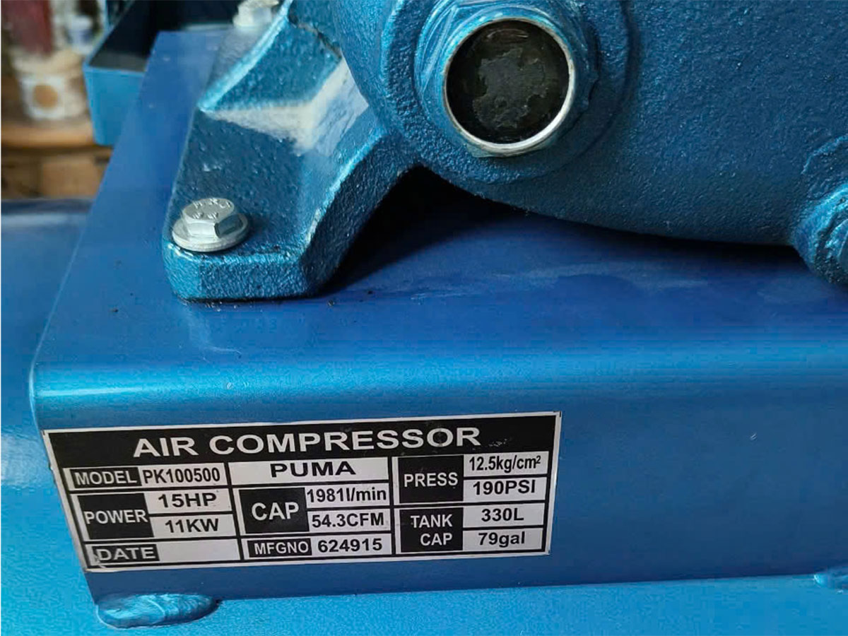 Máy nén khí không dầu Puma PK100500 15HP (380V - 330 lít, 3 đầu nén)