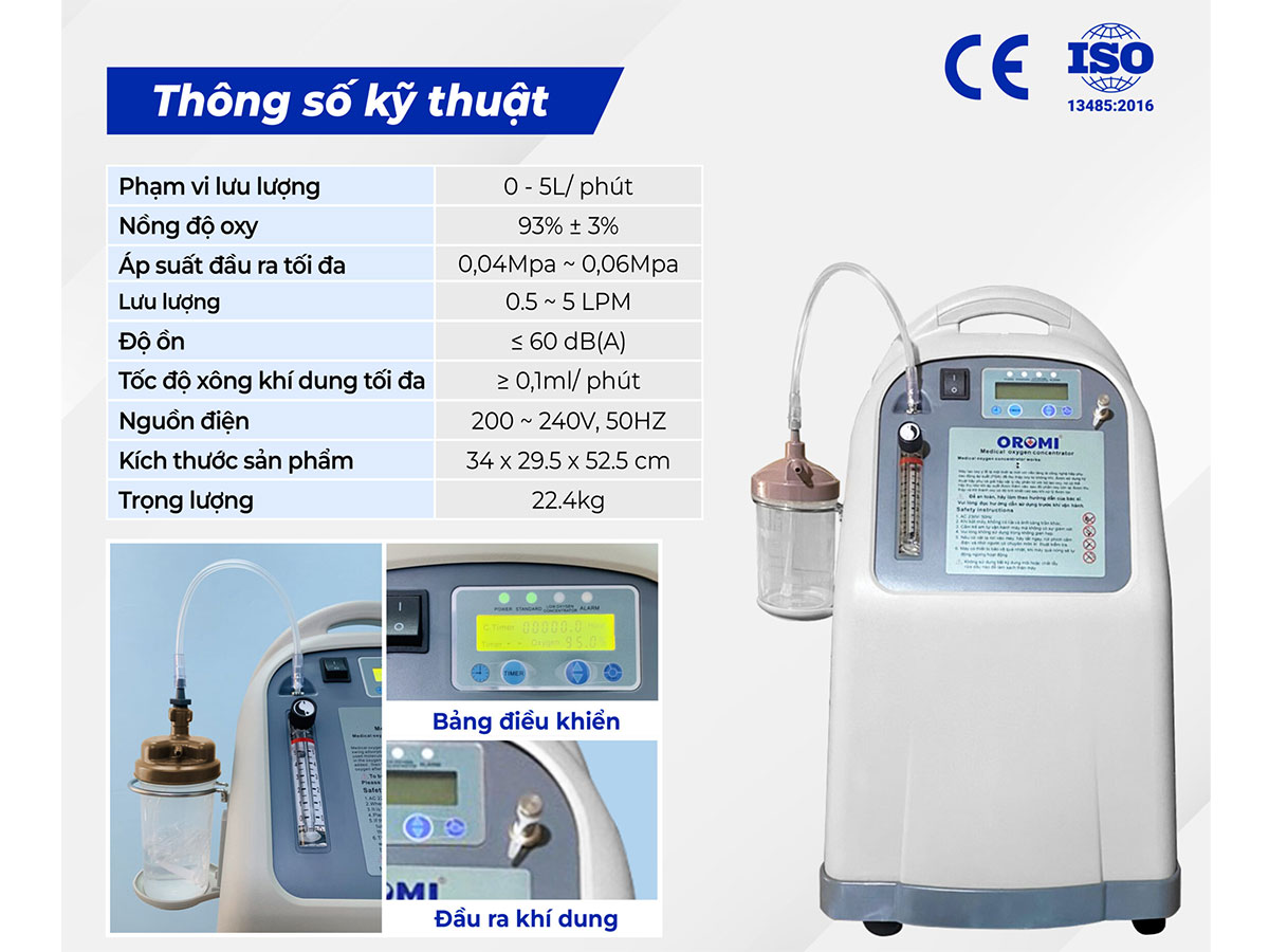 Máy tạo oxy tích hợp xông khí dung Oromi JLO-590Si - 5 lít