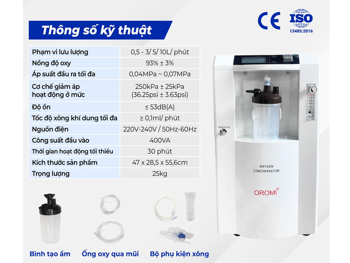 Máy tạo oxy tích hợp xông khí dung Oromi SZ-5AW