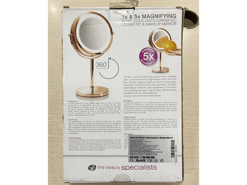 Gương trang điểm tròn để bàn luxury Rio MMST