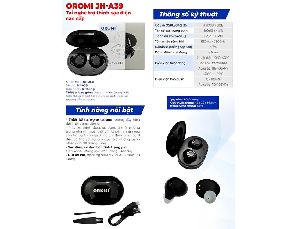 Tai nghe trợ thính sạc điện Oromi JH-A39