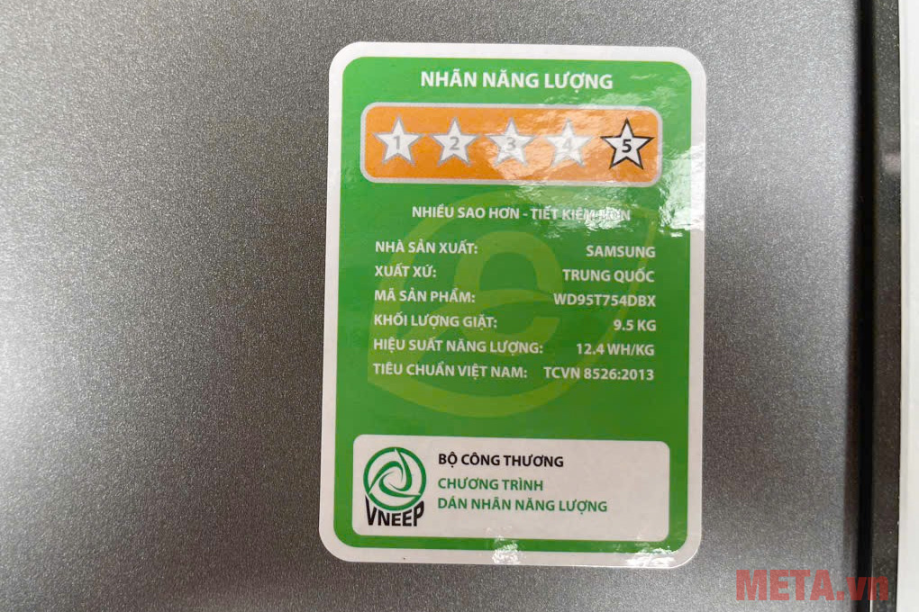 Máy giặt sấy thông minh AI Samsung Inverter 9.5kg WD95T754DBX/SV (Sấy 6kg)