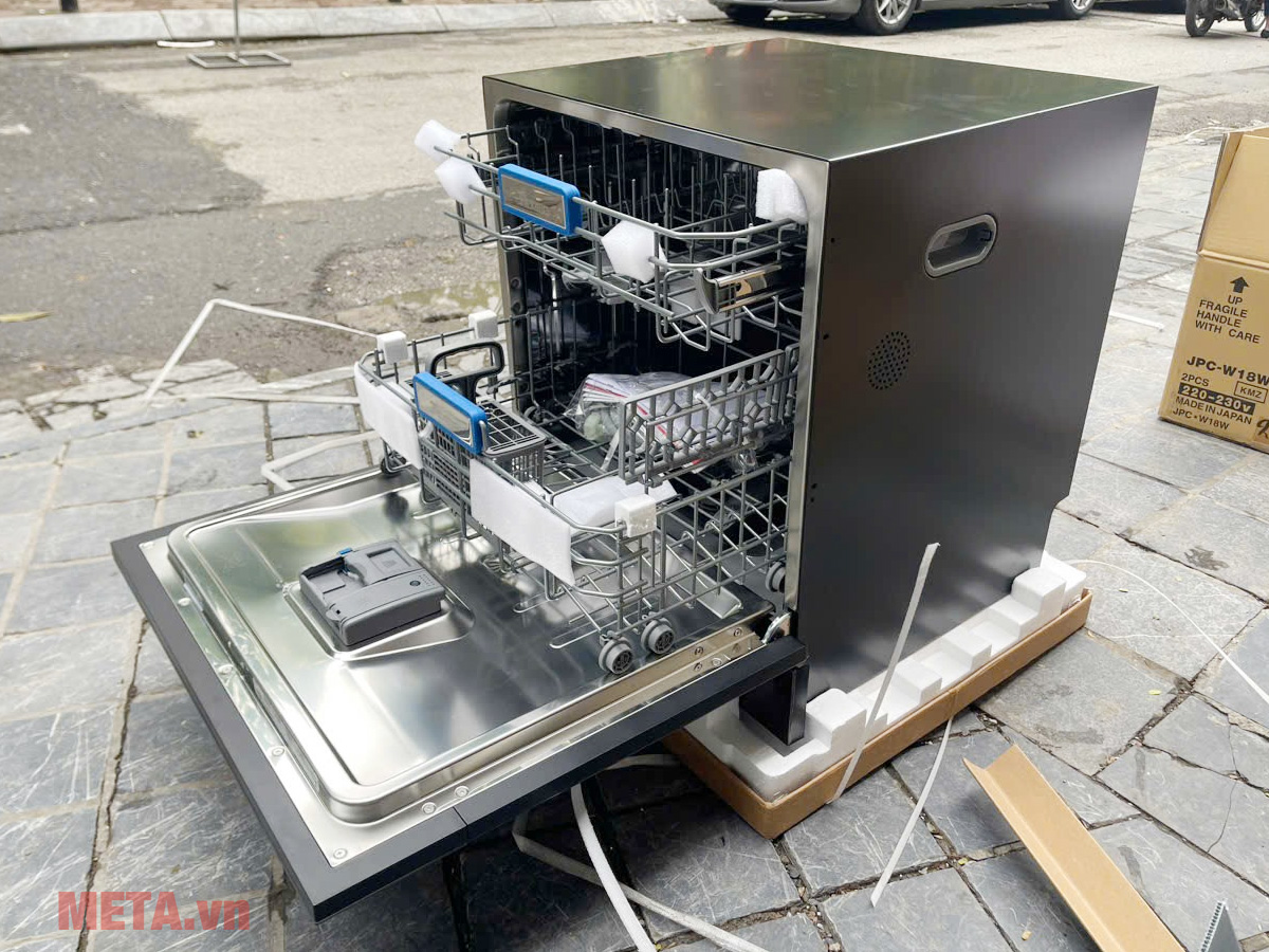 Máy rửa bát Texgio 11 bộ TGWF98SB (8 chương trình rửa, diệt khuẩn tia UV, vỏ máy inox)