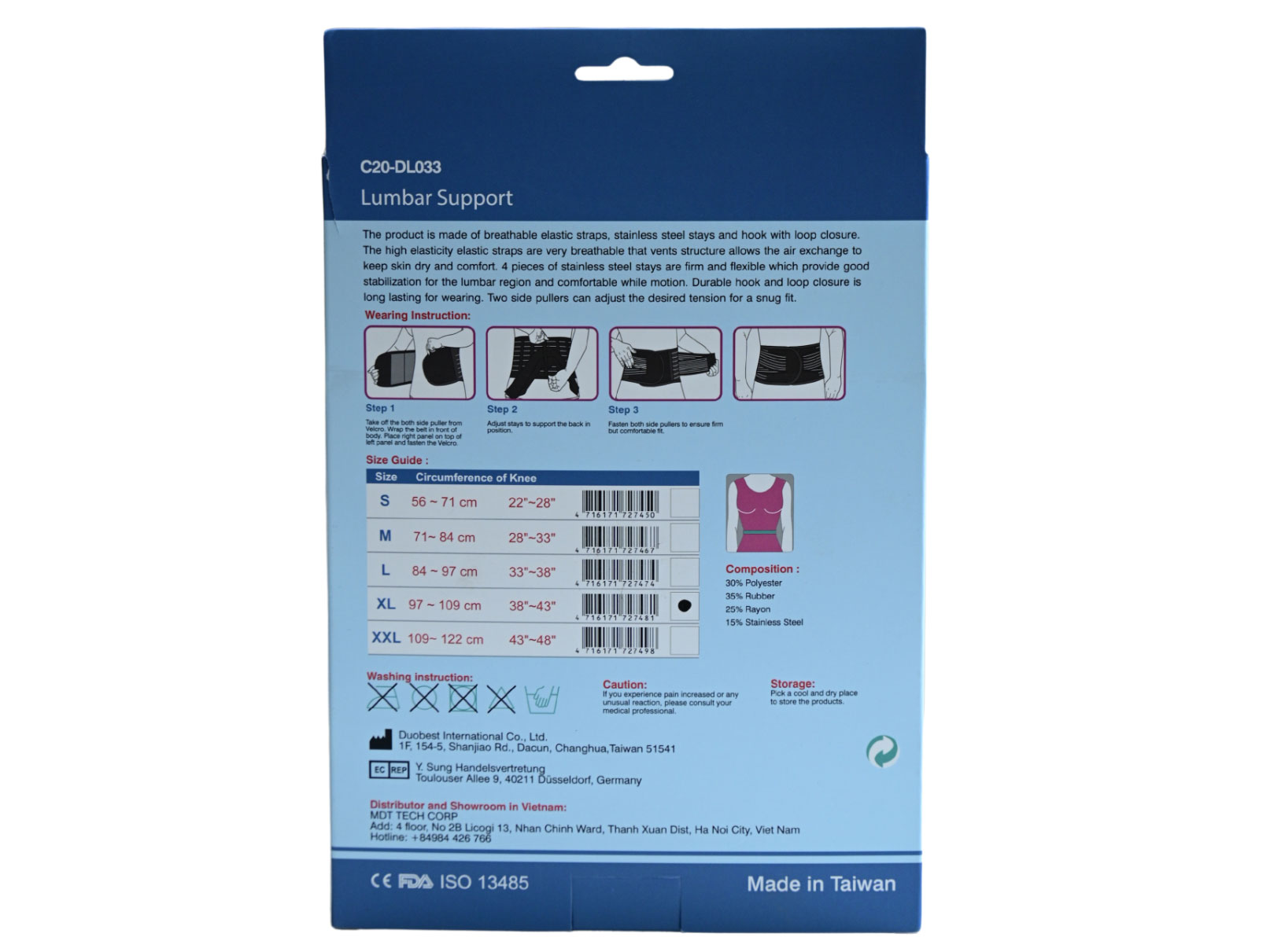 Đai lưng hỗ trợ cố định cột sống Cody Health C20-DL033