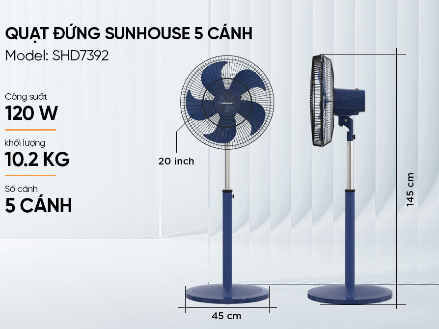 Quạt đứng Sunhouse SHD7392 - 5 cánh