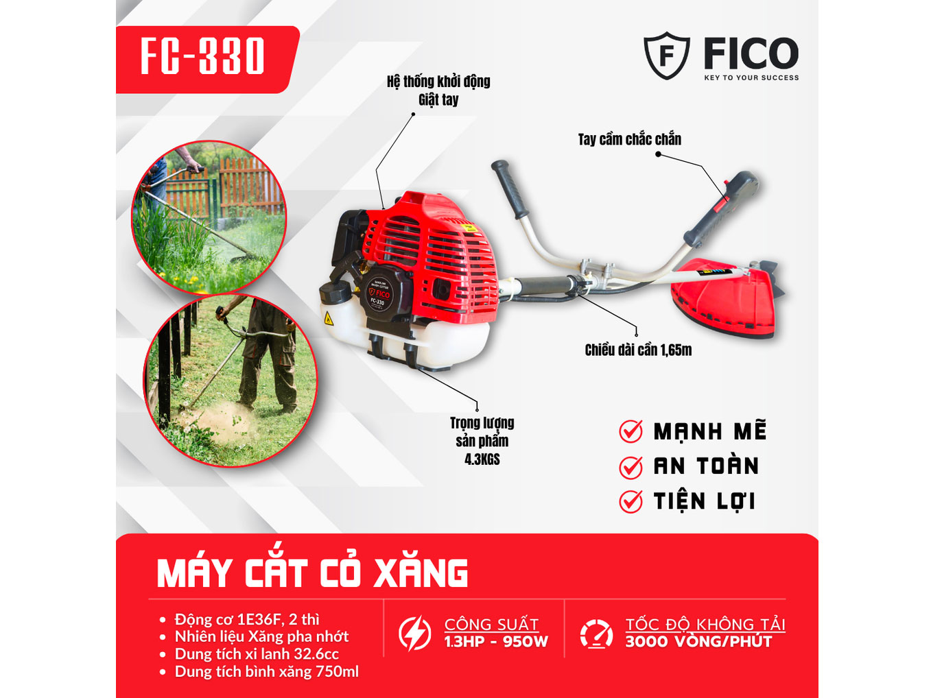 Máy cắt cỏ chạy xăng 2 thì Fico FC-330