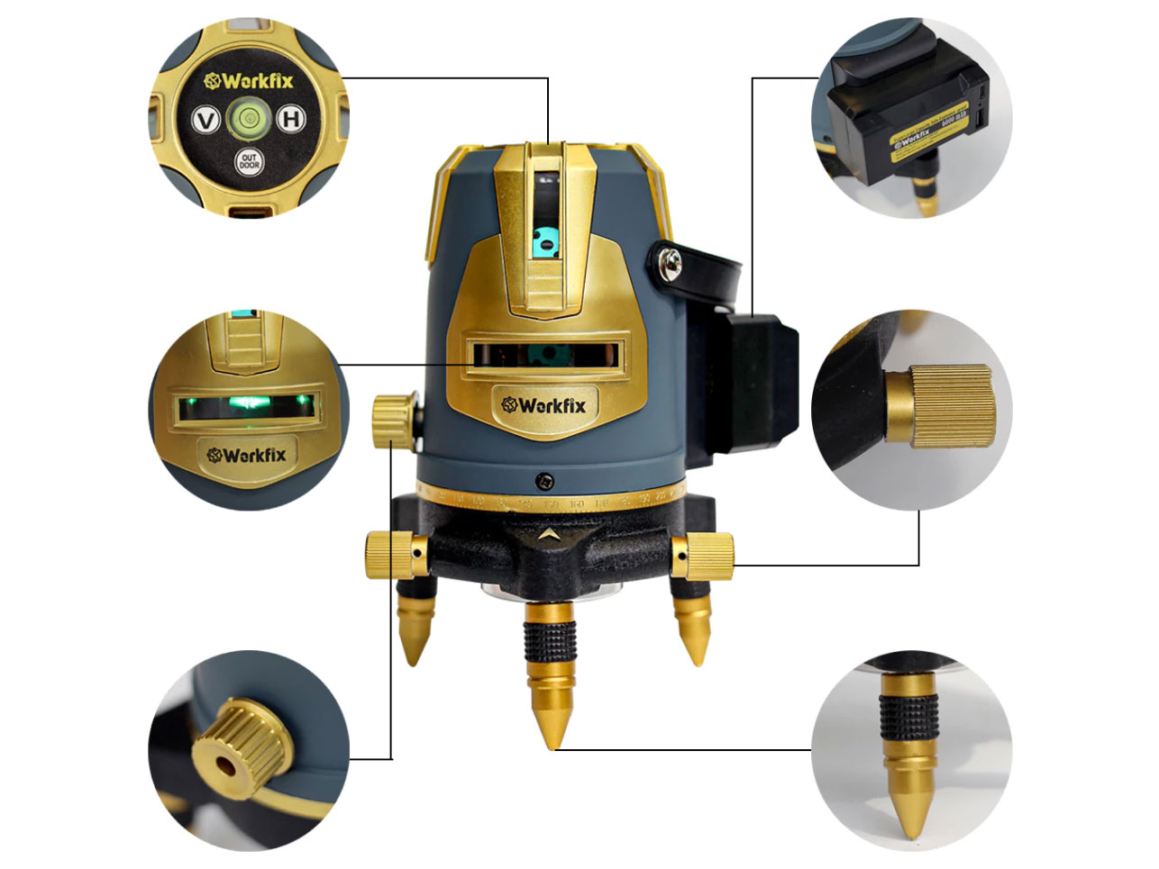 Máy cân bằng laser 5 tia xanh Workfix WF-LS05X