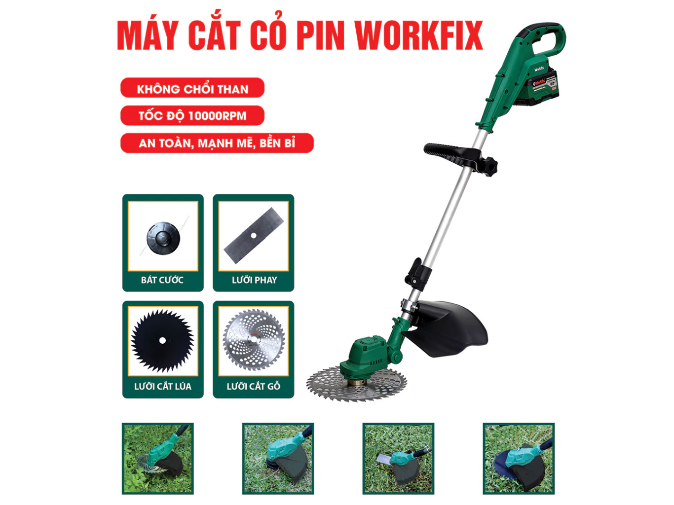 Máy cắt cỏ dùng pin Workfix WF-GT1323BL