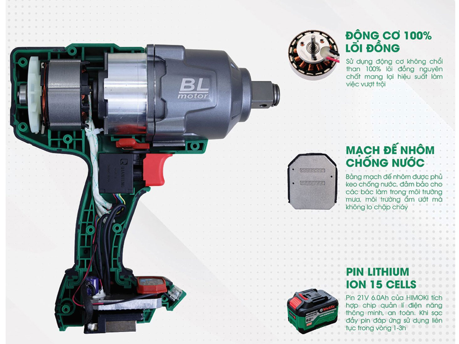 Máy bắn, siết bu lông Workfix WF-IW2100N