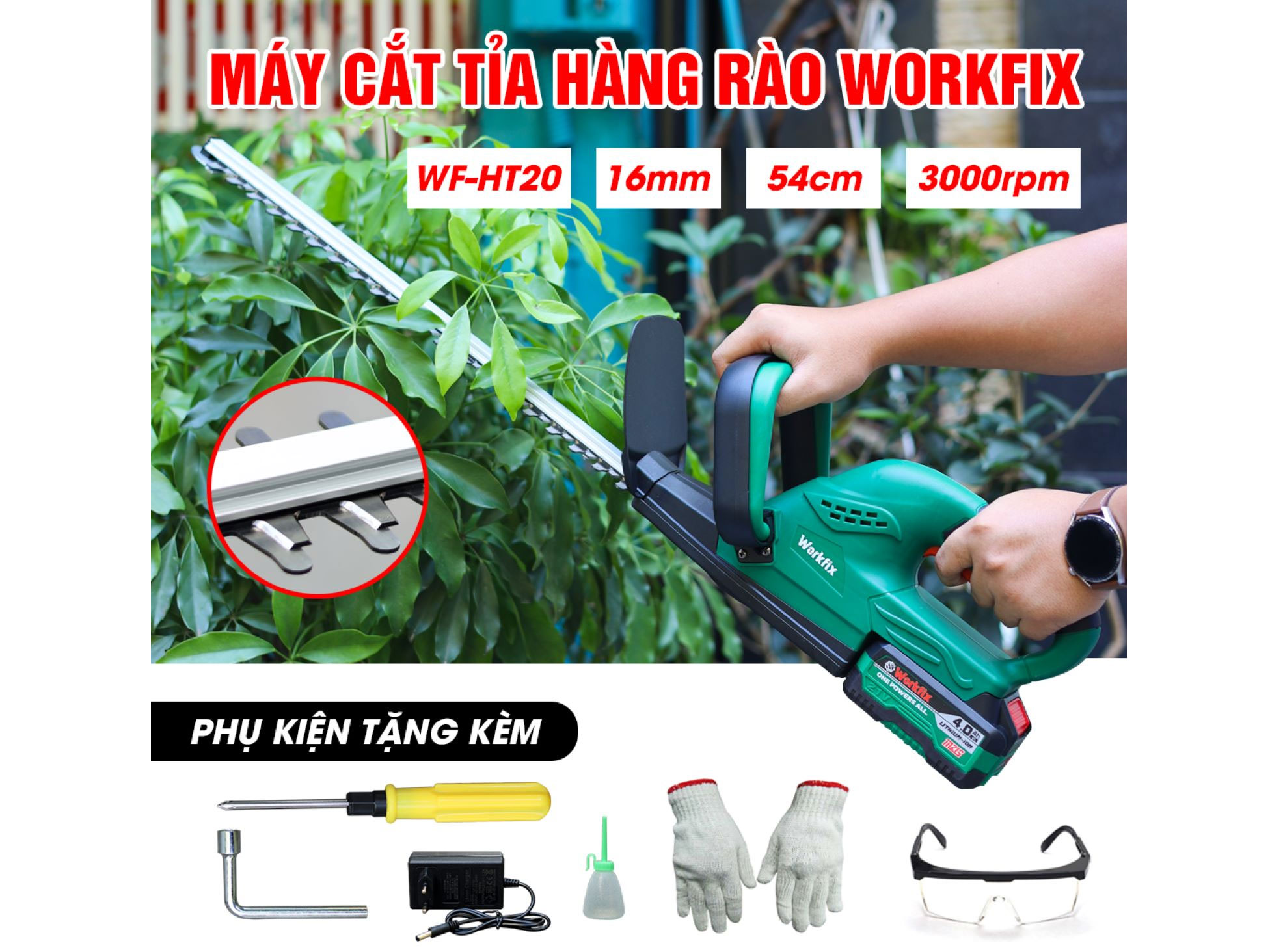 Máy cắt tỉa hàng rào, cây cảnh Workfix WF-HT20