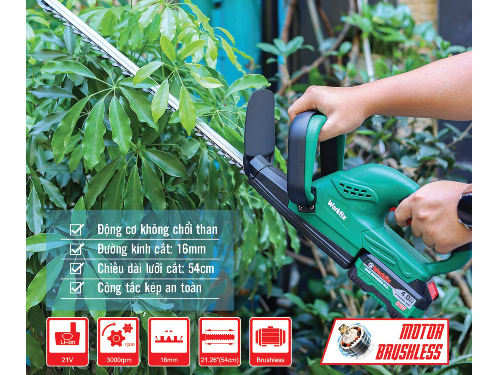 Máy cắt tỉa hàng rào, cây cảnh Workfix WF-HT20