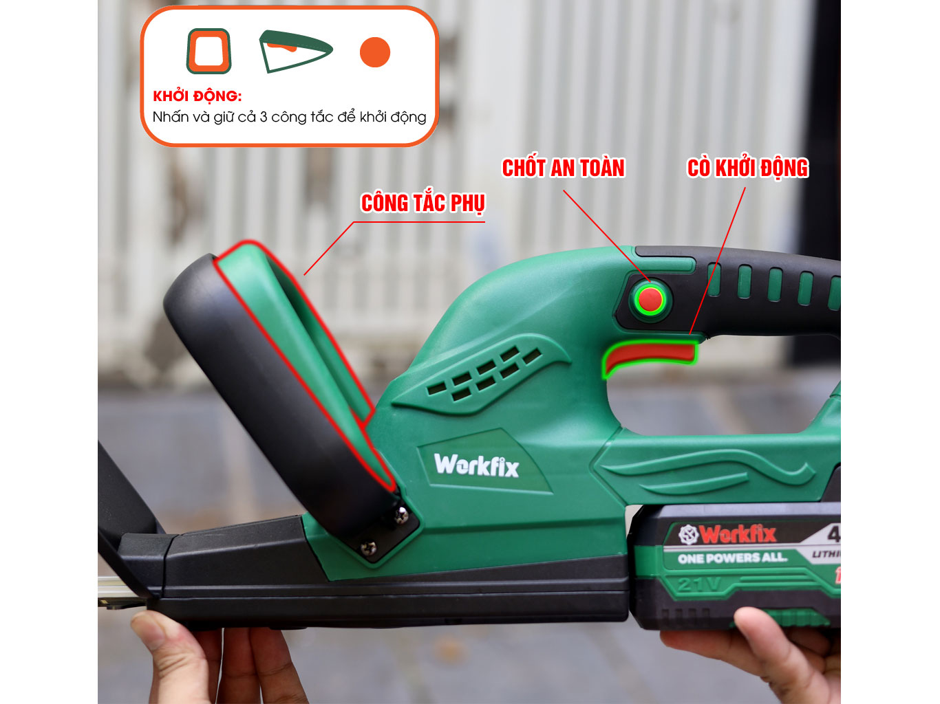 Máy cắt tỉa hàng rào, cây cảnh Workfix WF-HT20